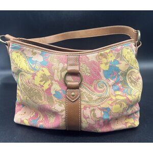 Jamaica Bay Discover Paradise Colorful Floral Paisley Canvas Shoulder Bag Purse